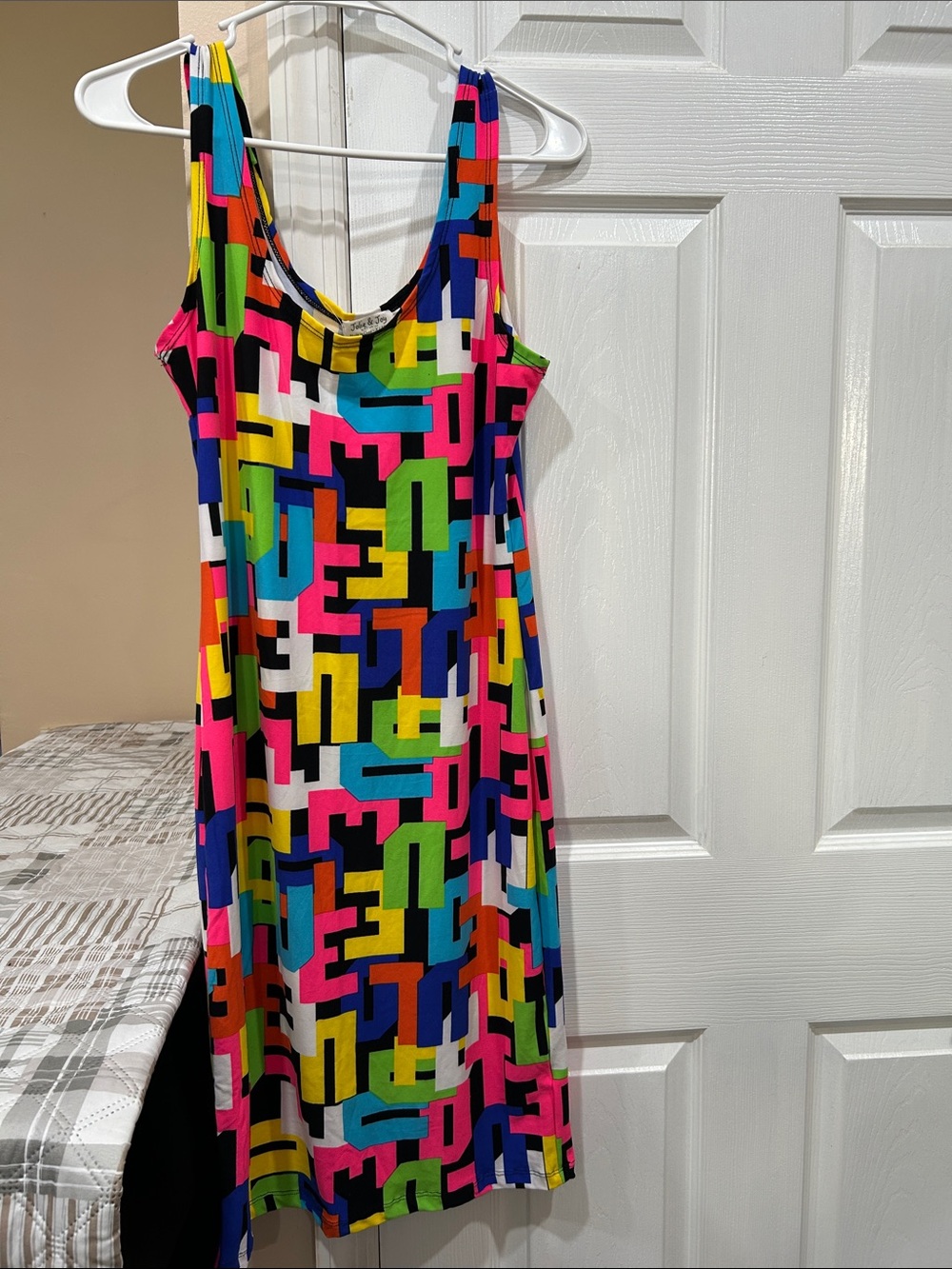 Sleeveless Geo-Block Midi Dress in Multicolor